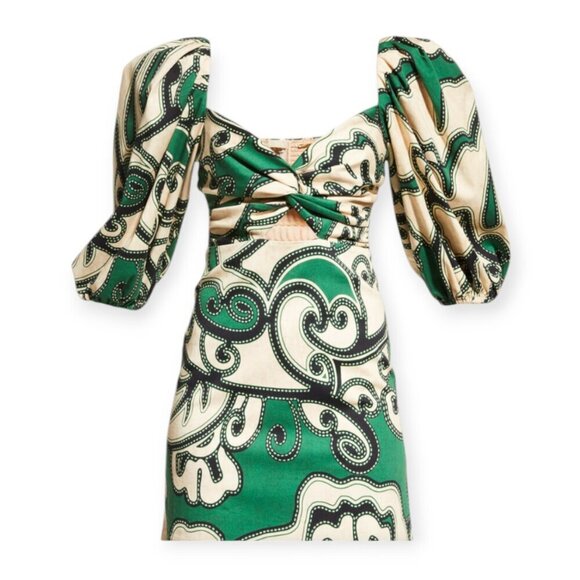 Revolve Alexis Iana Printed Puff Sleeve Dress Dress in Maldive Green size S NWT - Picture 2 of 15